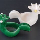 Pair of vintage roosters trinket bowls 1950