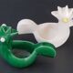 Pair of vintage roosters trinket bowls 1950