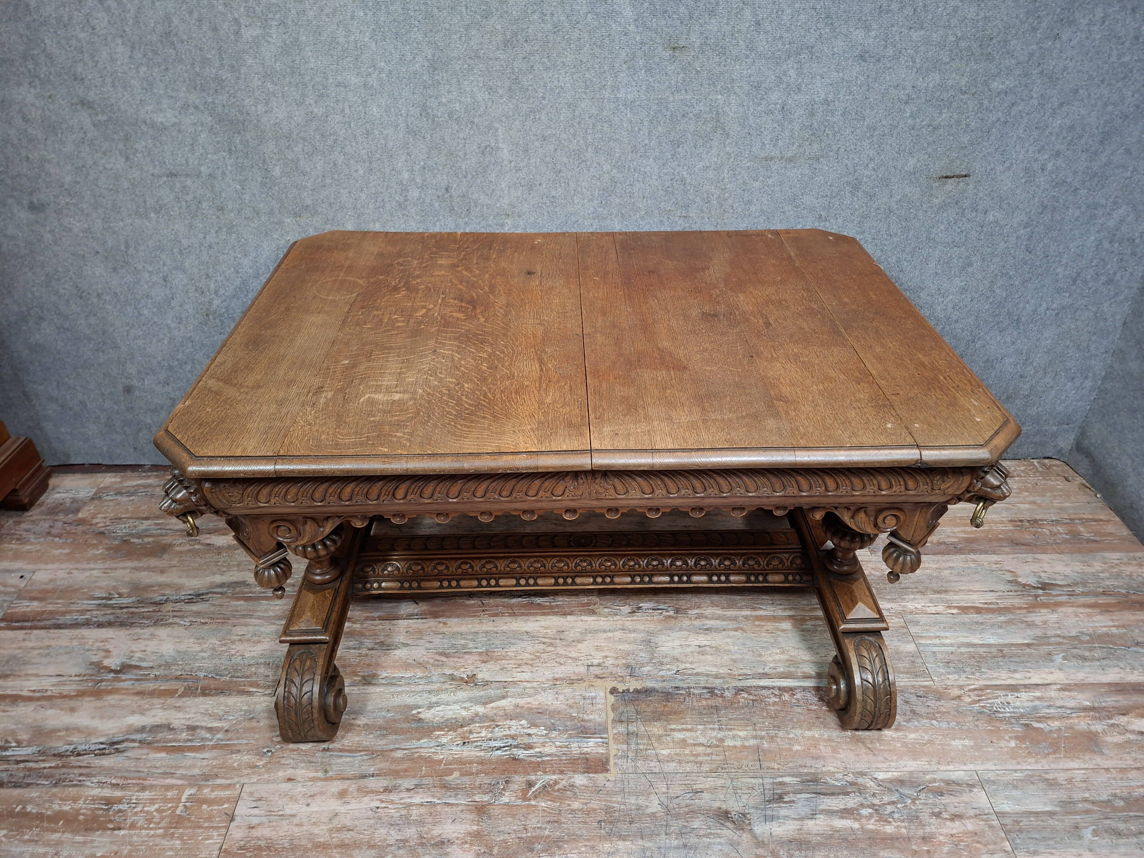 dining table or centre table in carved Renaissance oak