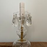 Pied de lampe en verre et laiton