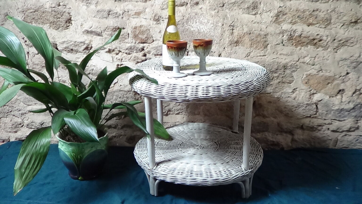 Rattan and bamboo coffee table