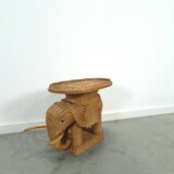 Rattan elephant table vintage side table