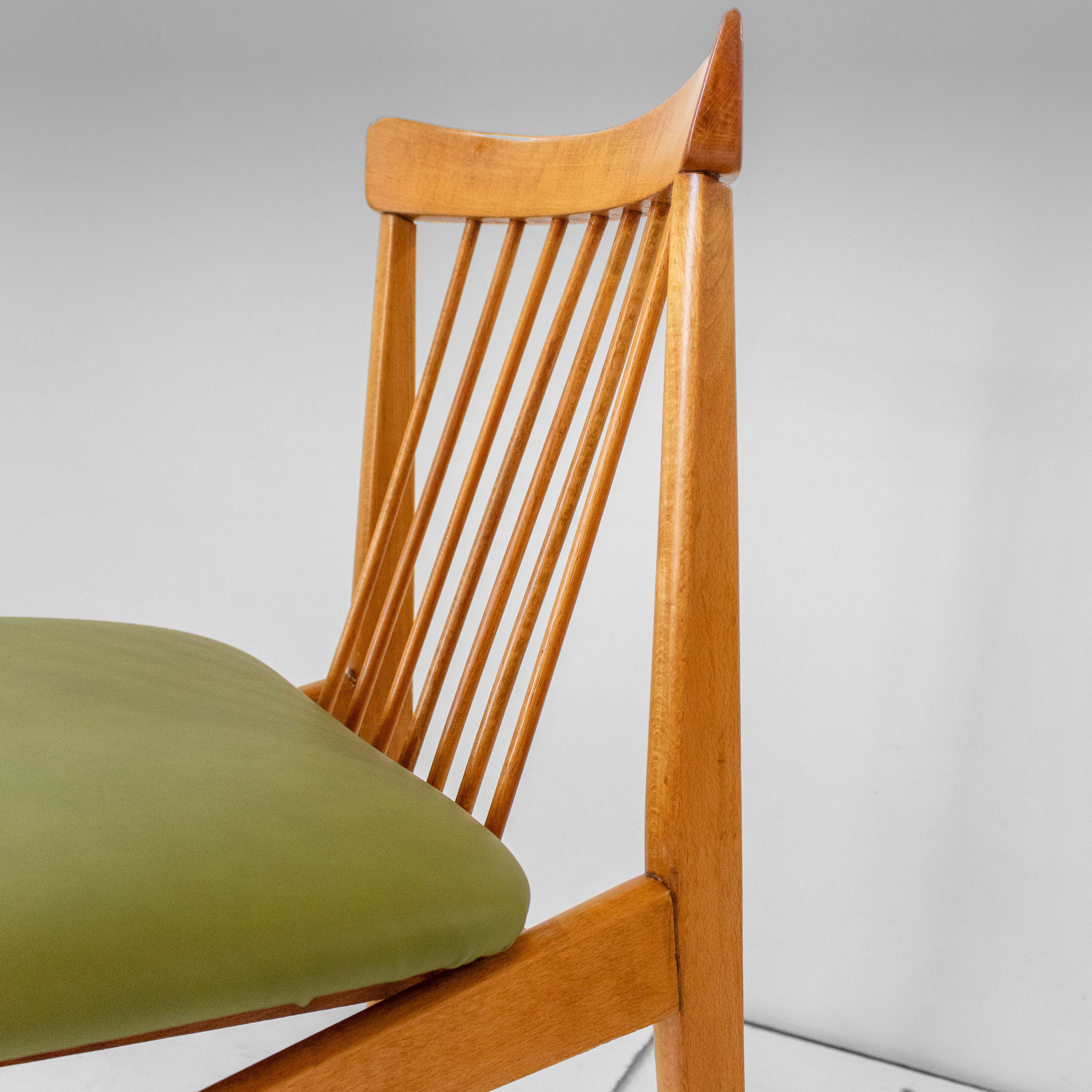 Four Mid-Century Modern Italian Wood Dining Chairs in the Style of Ico Pari