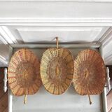 Trio of vintage wicker and bamboo baskets