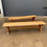 Pair of oak farm benches