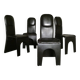 Série de 4 chaises en cuir brun, 1970