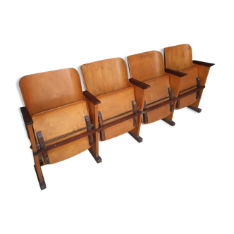 Vintage folding wooden cinema seats
