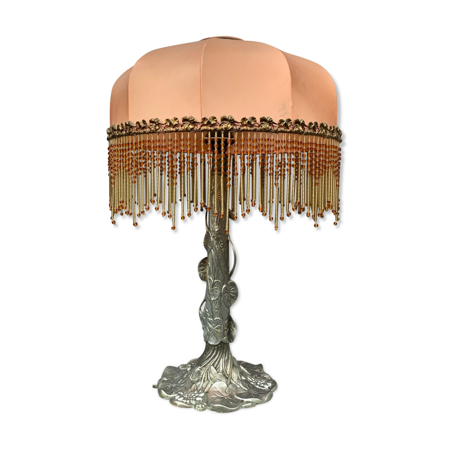 Art Nouveau style lamp, silver bronze