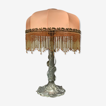 Art Nouveau style lamp, silver bronze