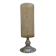 Amber crackled glass photophore on a metal candlestick base.