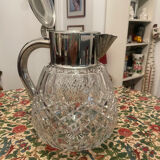 Cut crystal and silver-plated metal ice jug