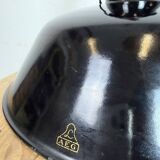 Black Enamel Industrial Pendant Lamp from AEG, 1930s