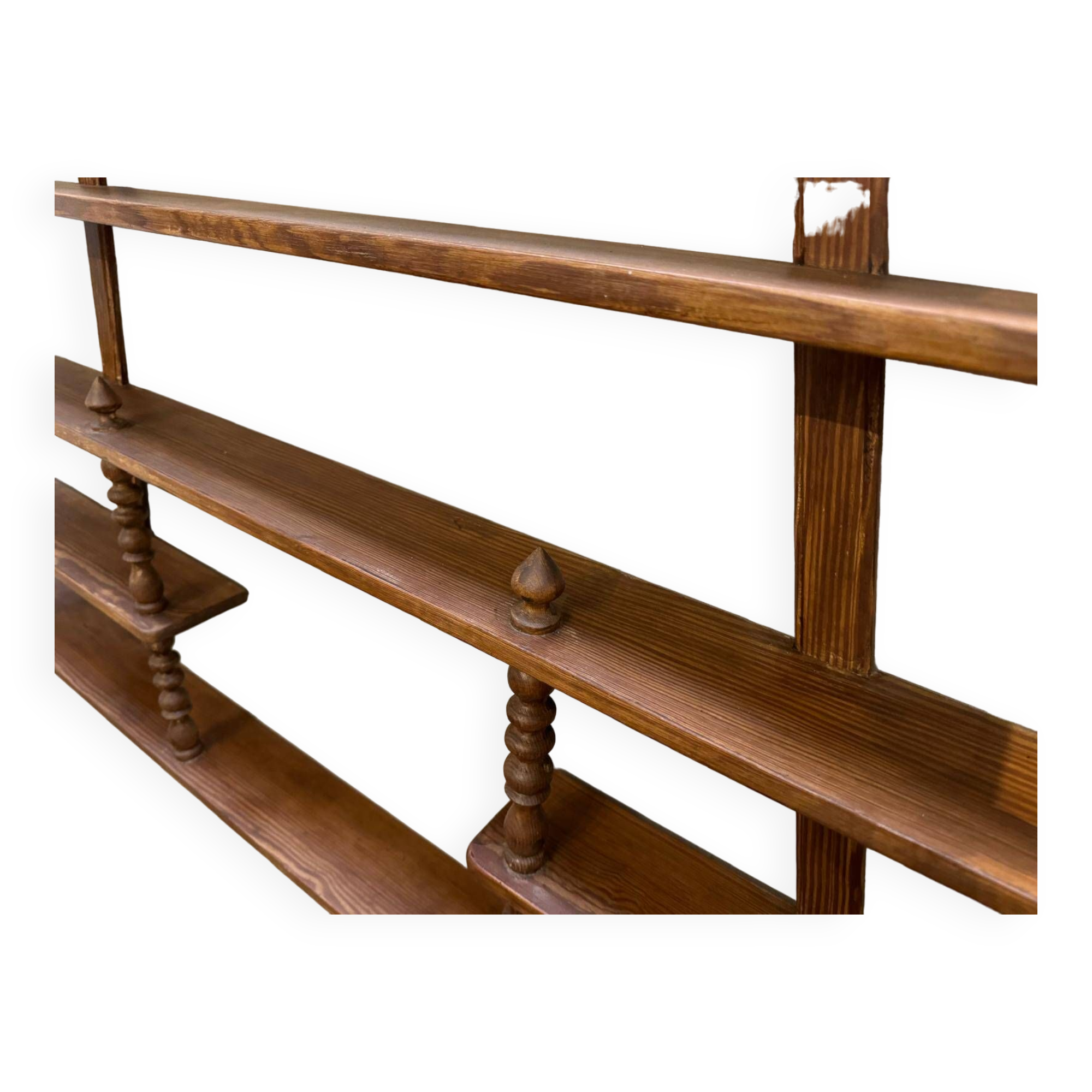 Turned wood bar wall shelf