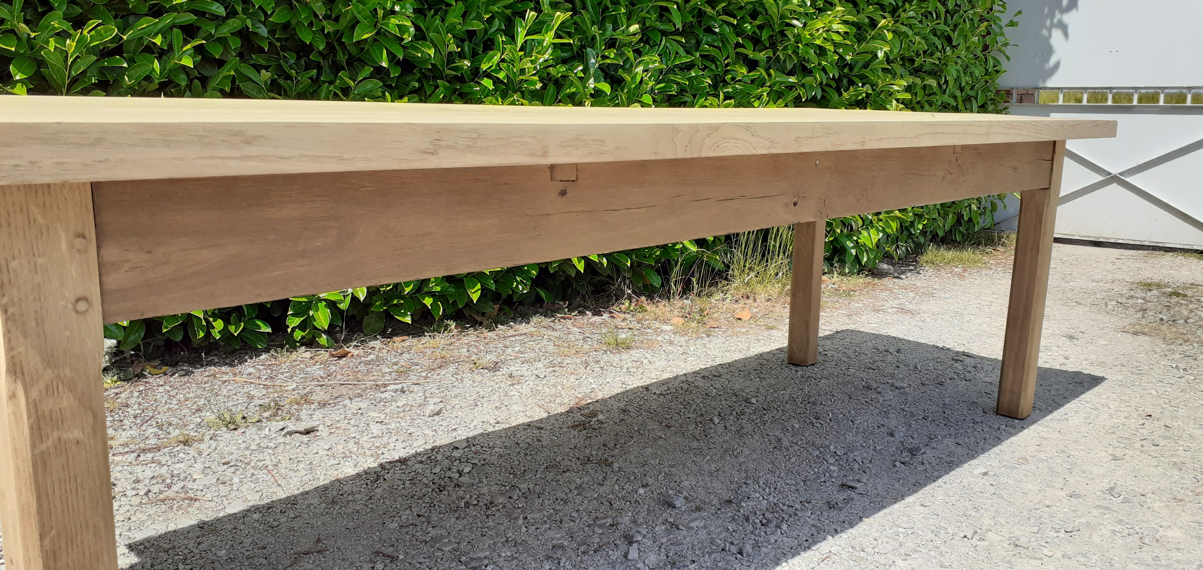 Solid oak farm table 1 rough wood drawer