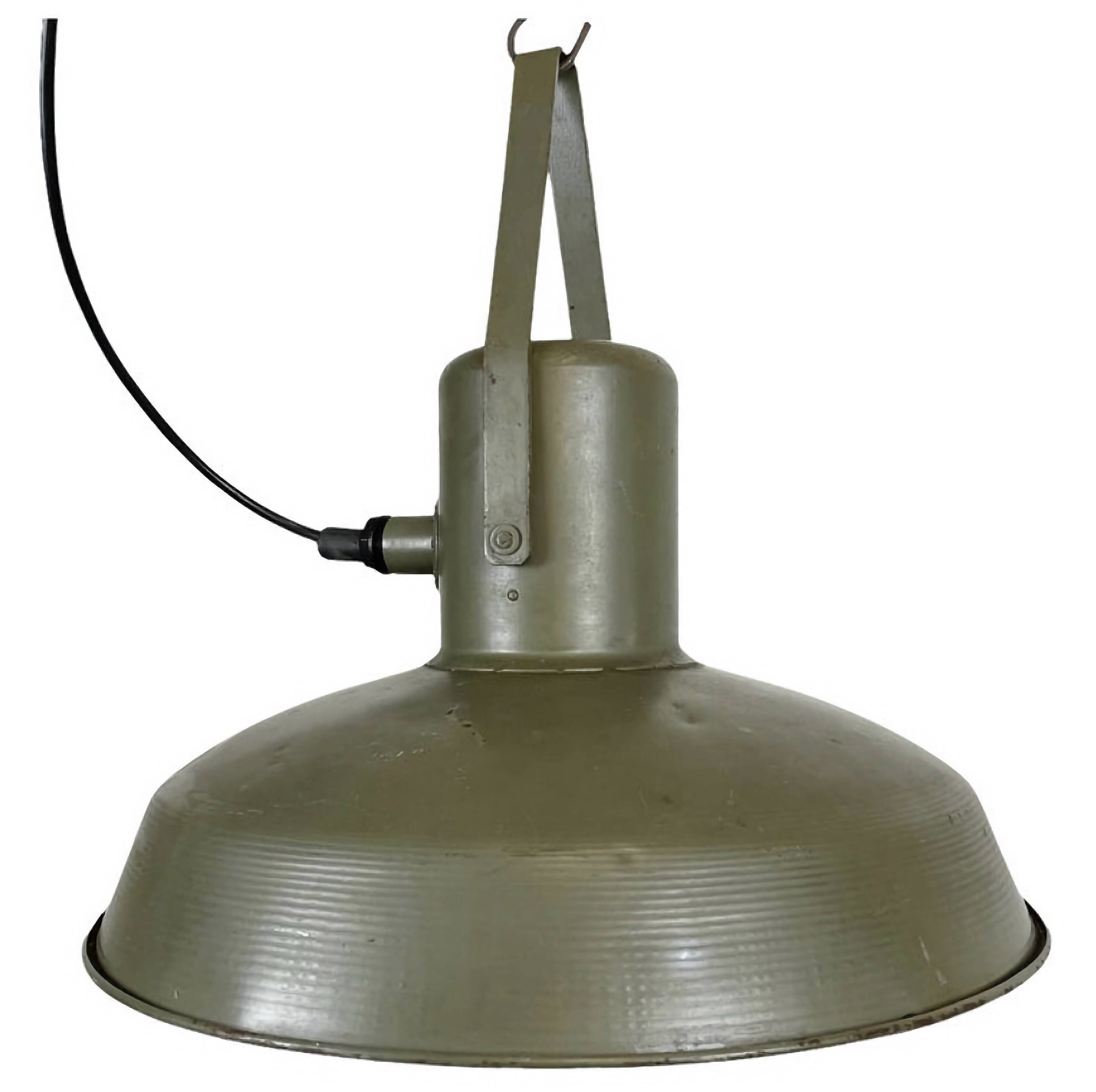 Vintage Green Army Pendant Lamp, 1960s