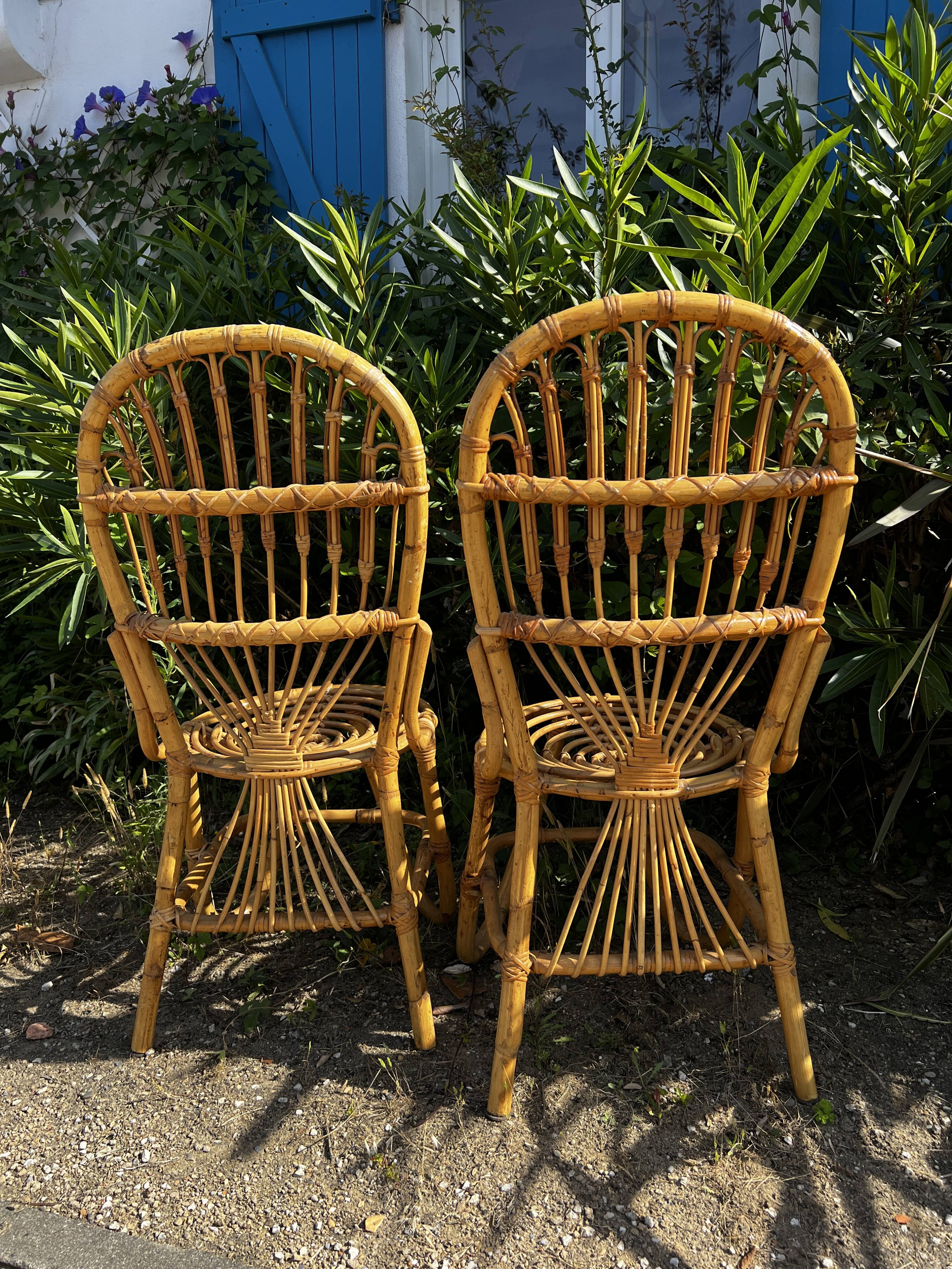 Paire de chaises en rotin