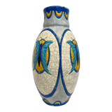 Rare ART DECO vase with polychrome butterfly decoration.signed Boch Frères Keramis (BFK)La Louvière Belgiq