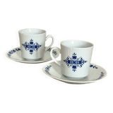 Porcelain coffee cups and saucers