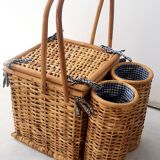 Vintage rattan picnic basket