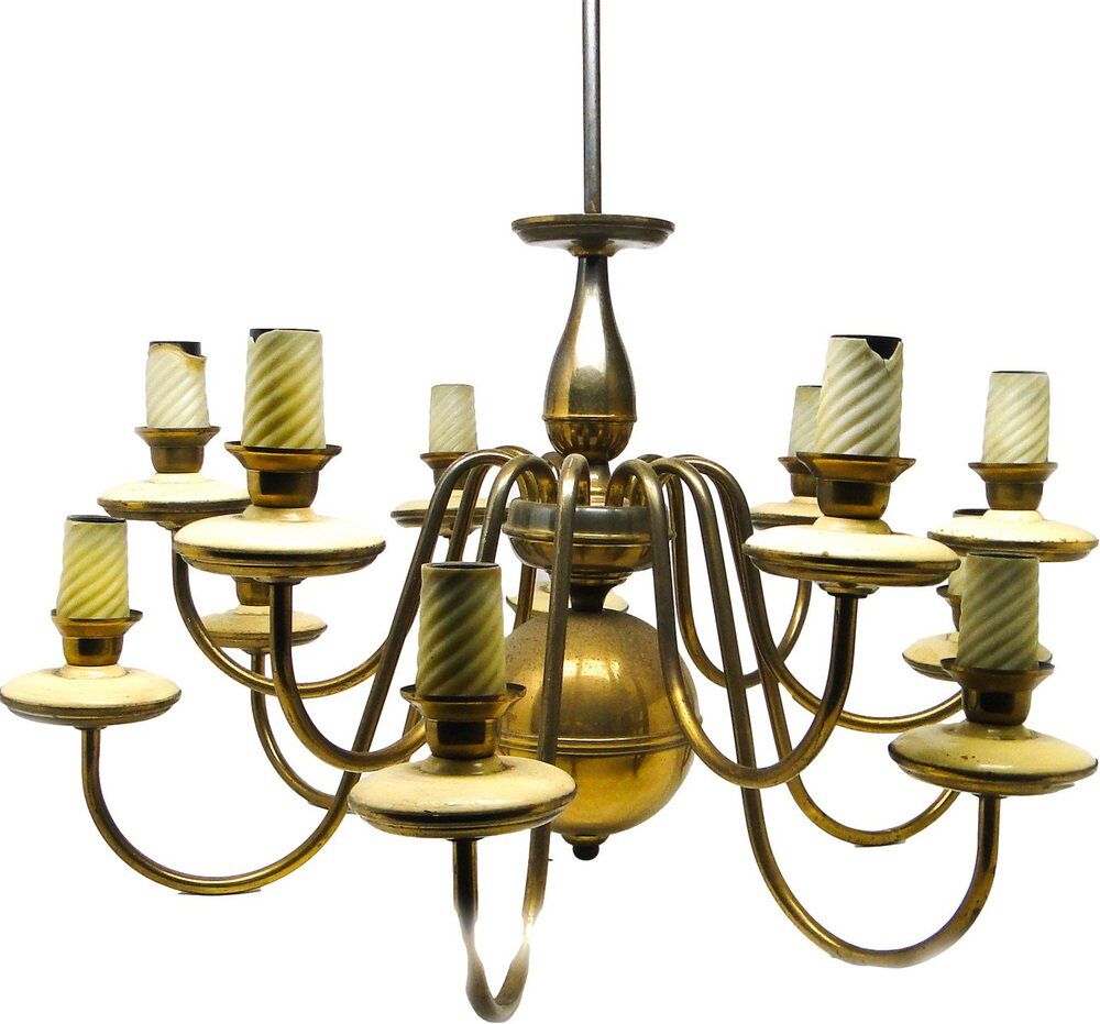 Vintage metal chandelier, Poland, 1980s