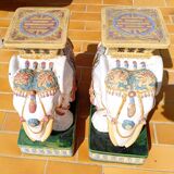 Set of 2 Chinese ceramic elephants