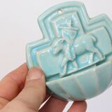 Desvres earthenware stoup, 1980