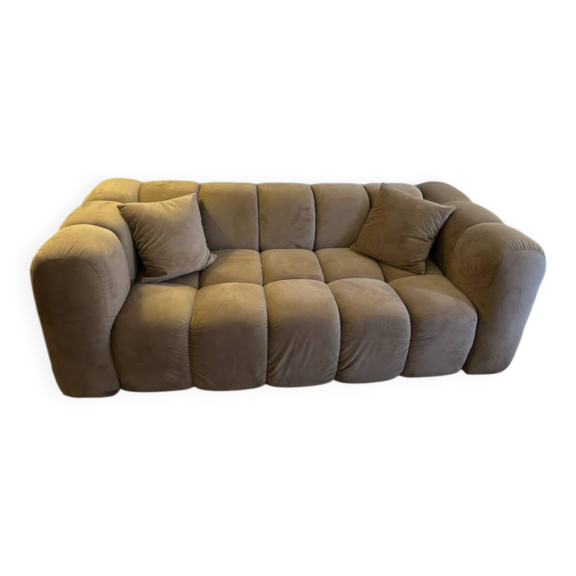 Canapé Windsor & Co en velours taupe/beige - excellent état