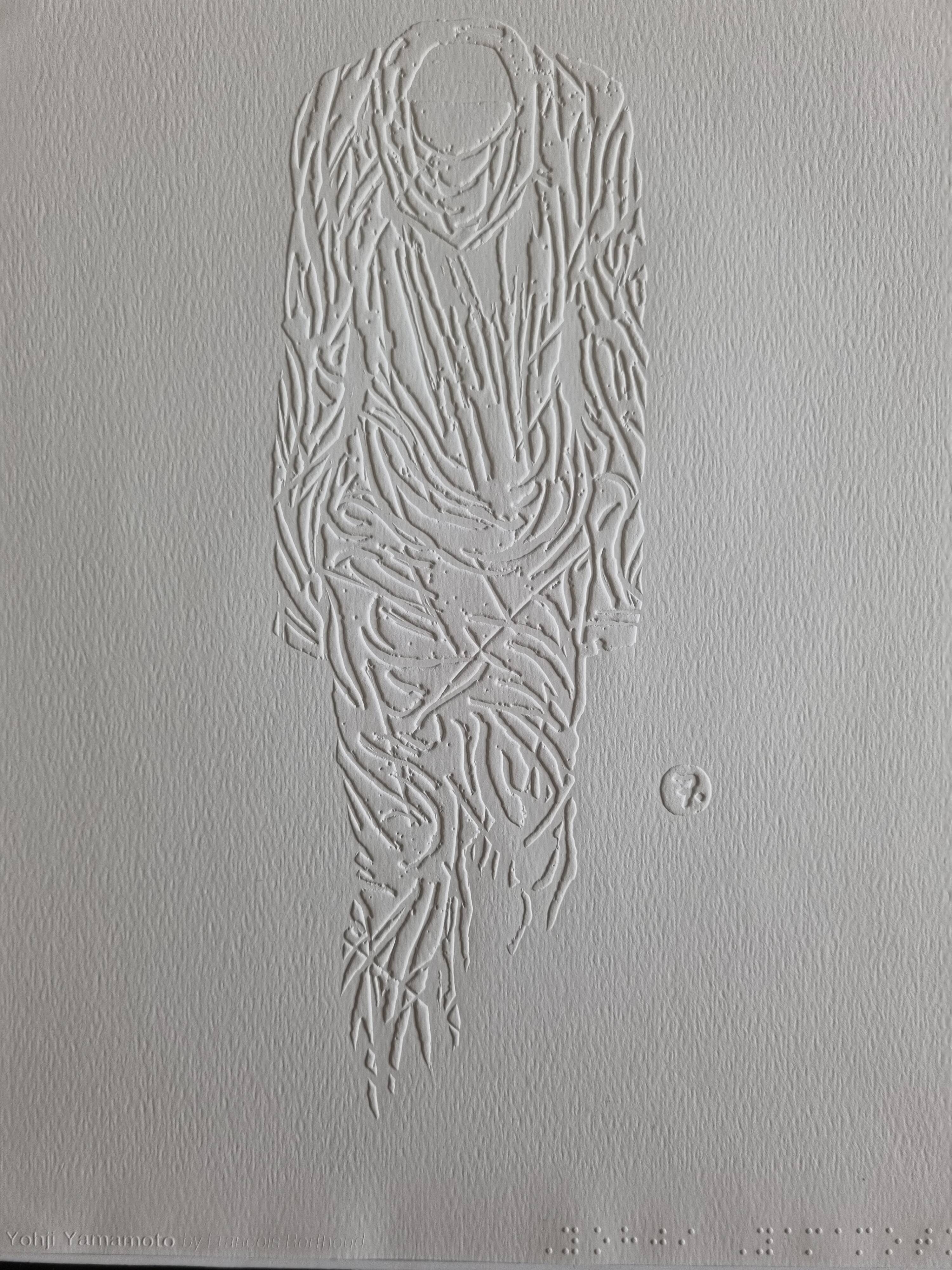 Relief work on paper, Visionaire White 1994, Yohji Yamamoto, 30x40 cm