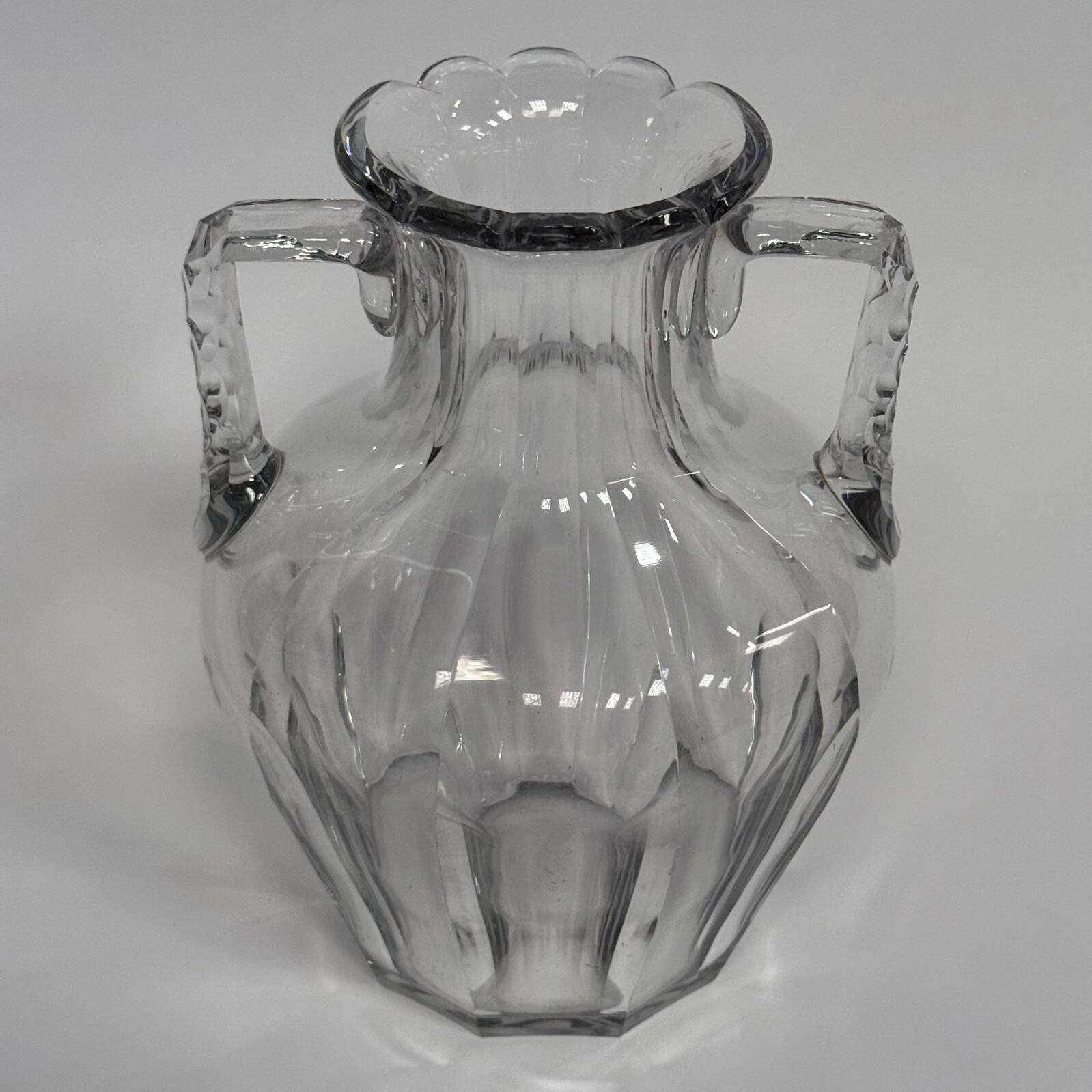 Baccarat crystal vase with handles, 19th century, cut sides