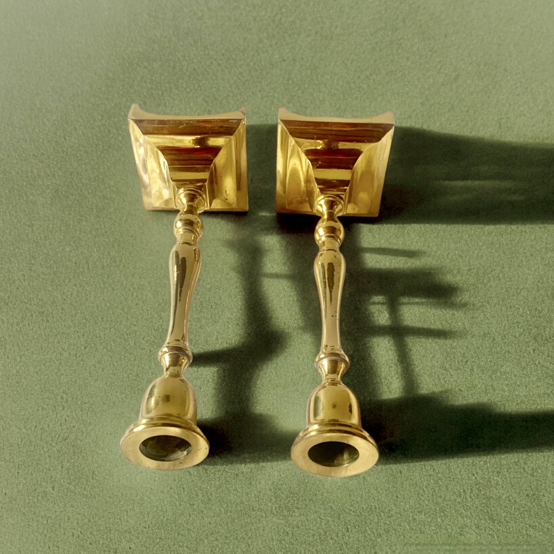 Pair of antique brass candlesticks