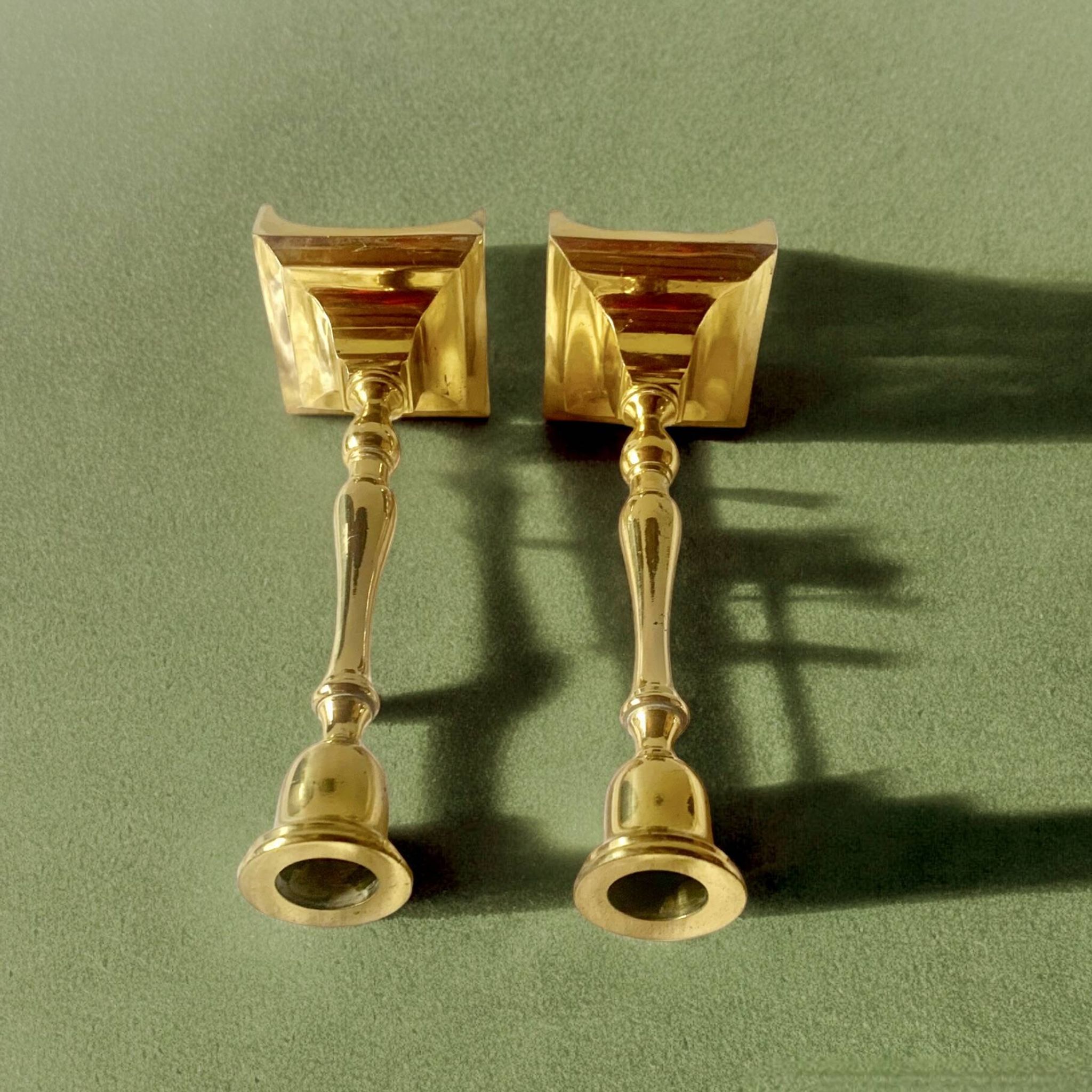 Pair of antique brass candlesticks