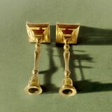 Paire d'anciens bougeoirs en laiton