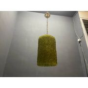 Ensemble de 2 suspensions lumineuses en verre de Murano vert olive en forme de fleur