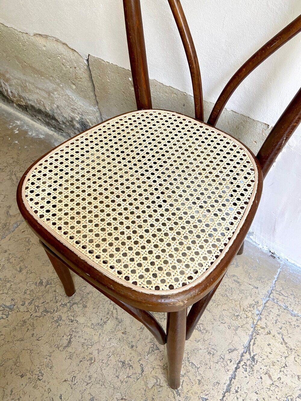 Bistro chair heart in arched beech and canning