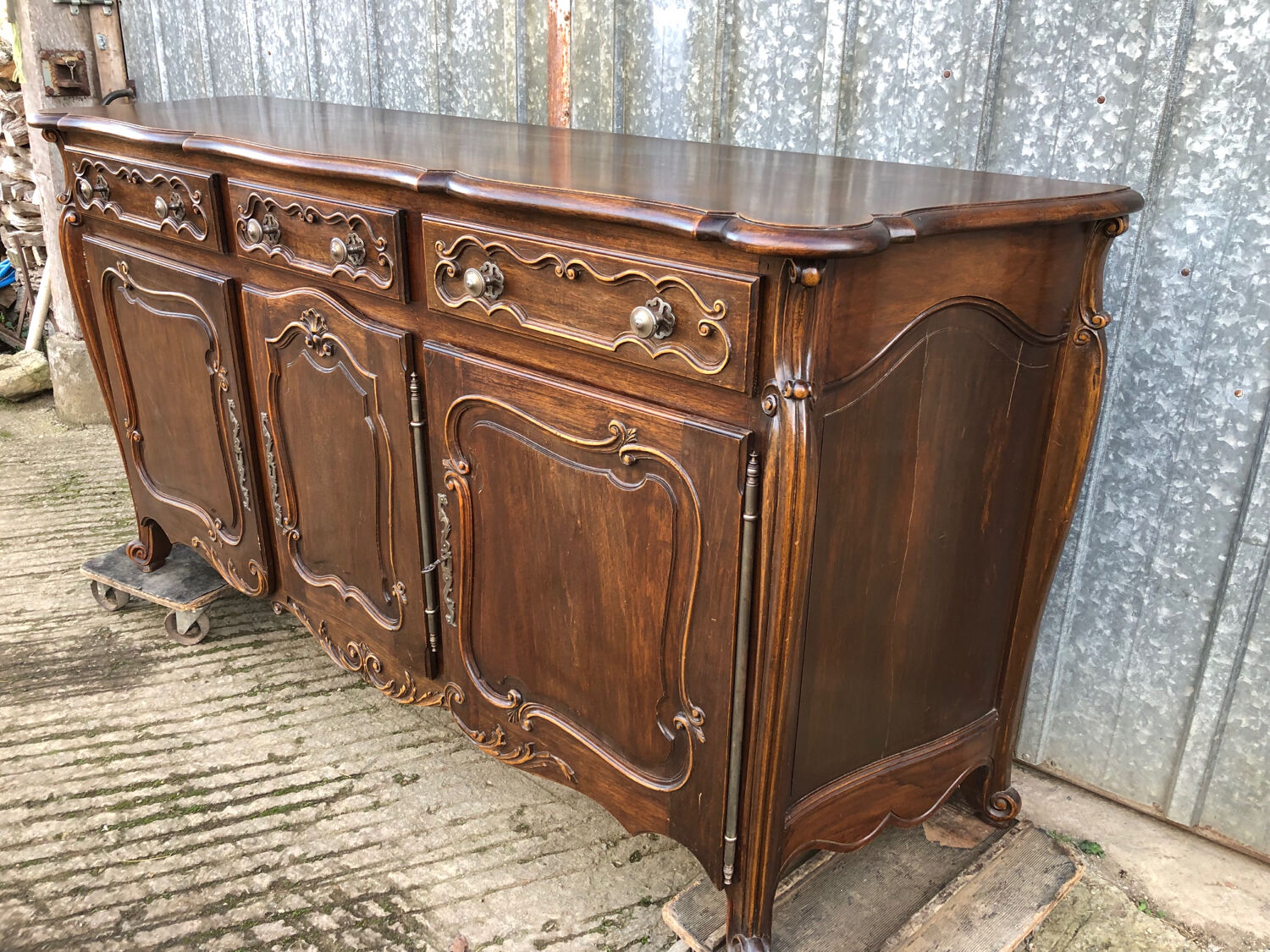 Louis XV style sideboard in solid walnut