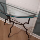 Glass and wrought iron console