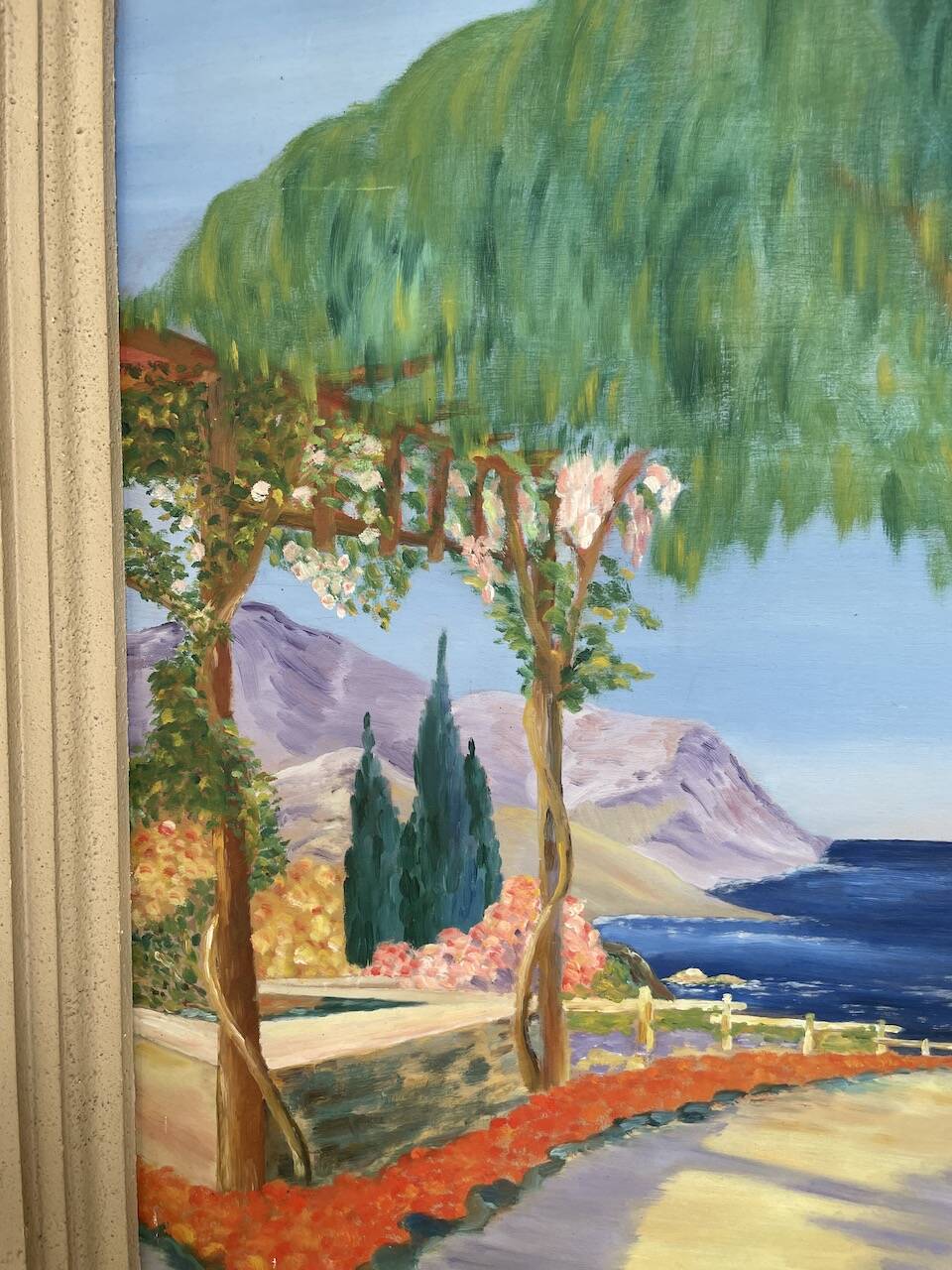Oil on panel Sanary beach 1950