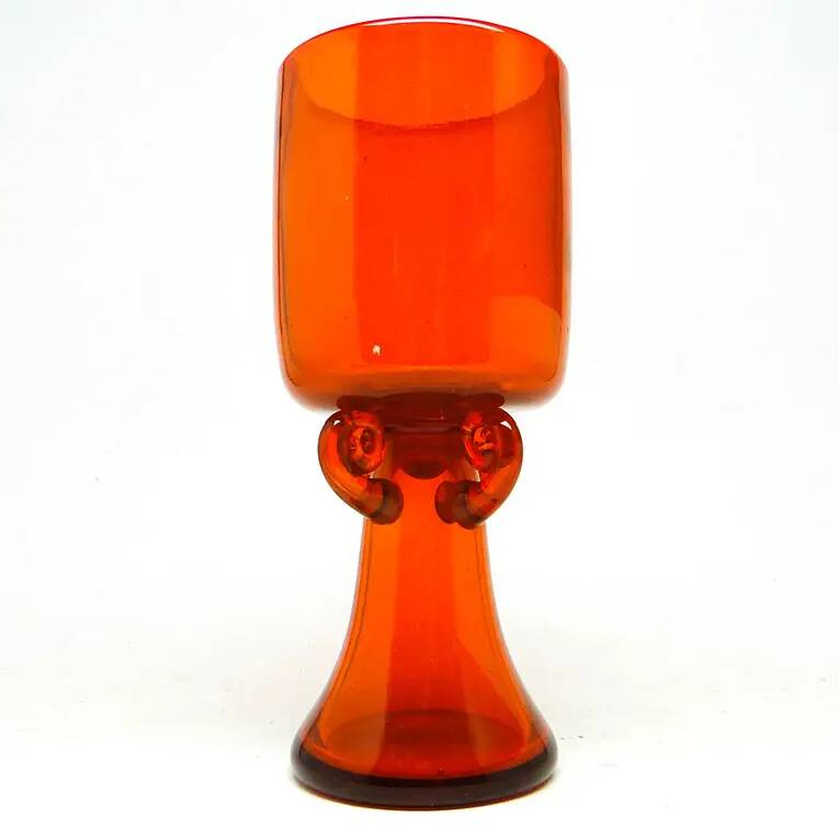 Modernism vase, orange glass, designed by J. Słuczan-Orkusz, Poland, 1970s