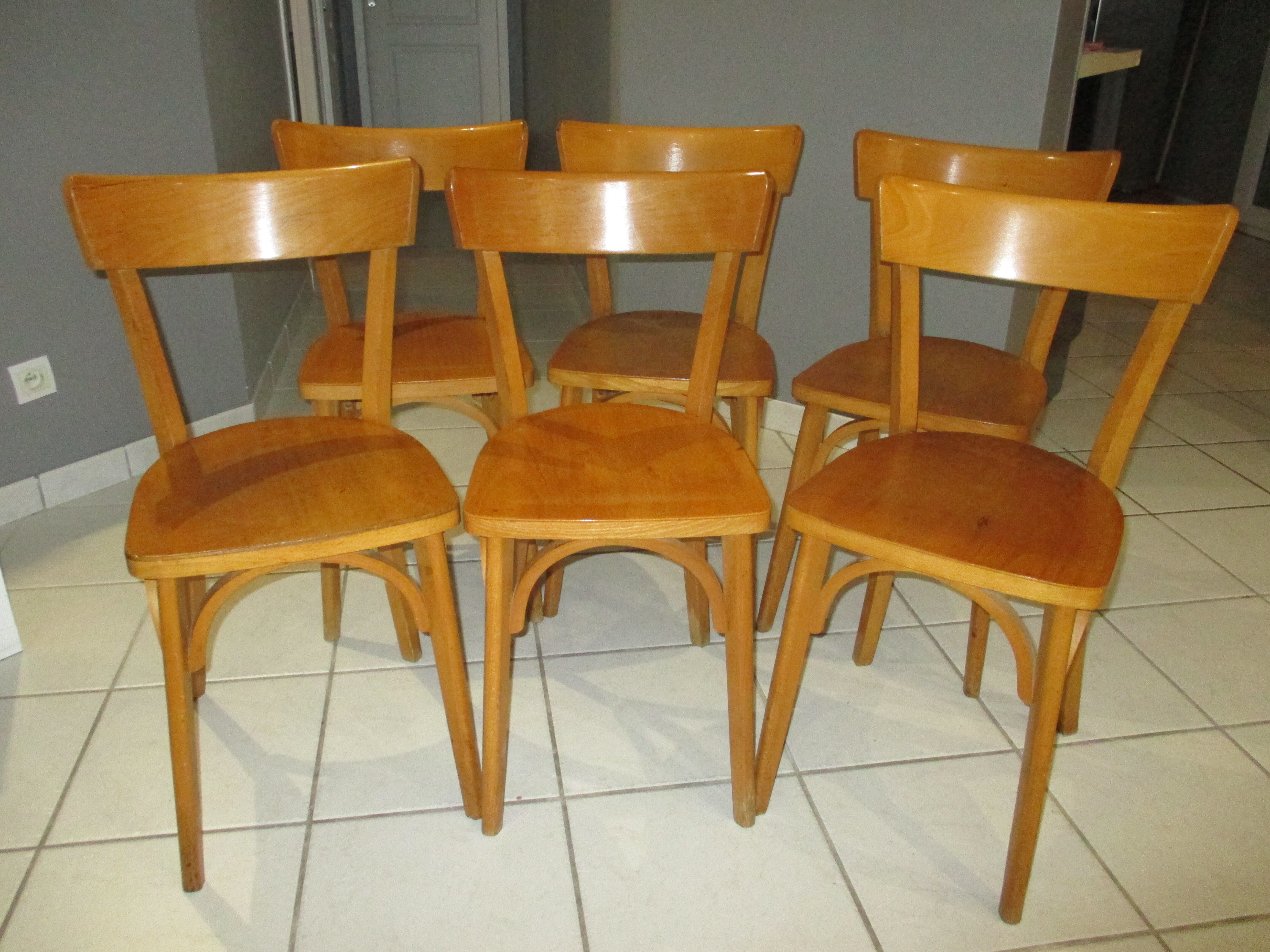 Suite 6 chaises de bistrot vintage 1965