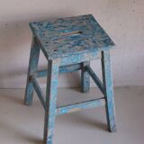 Blue patinated farm stool
