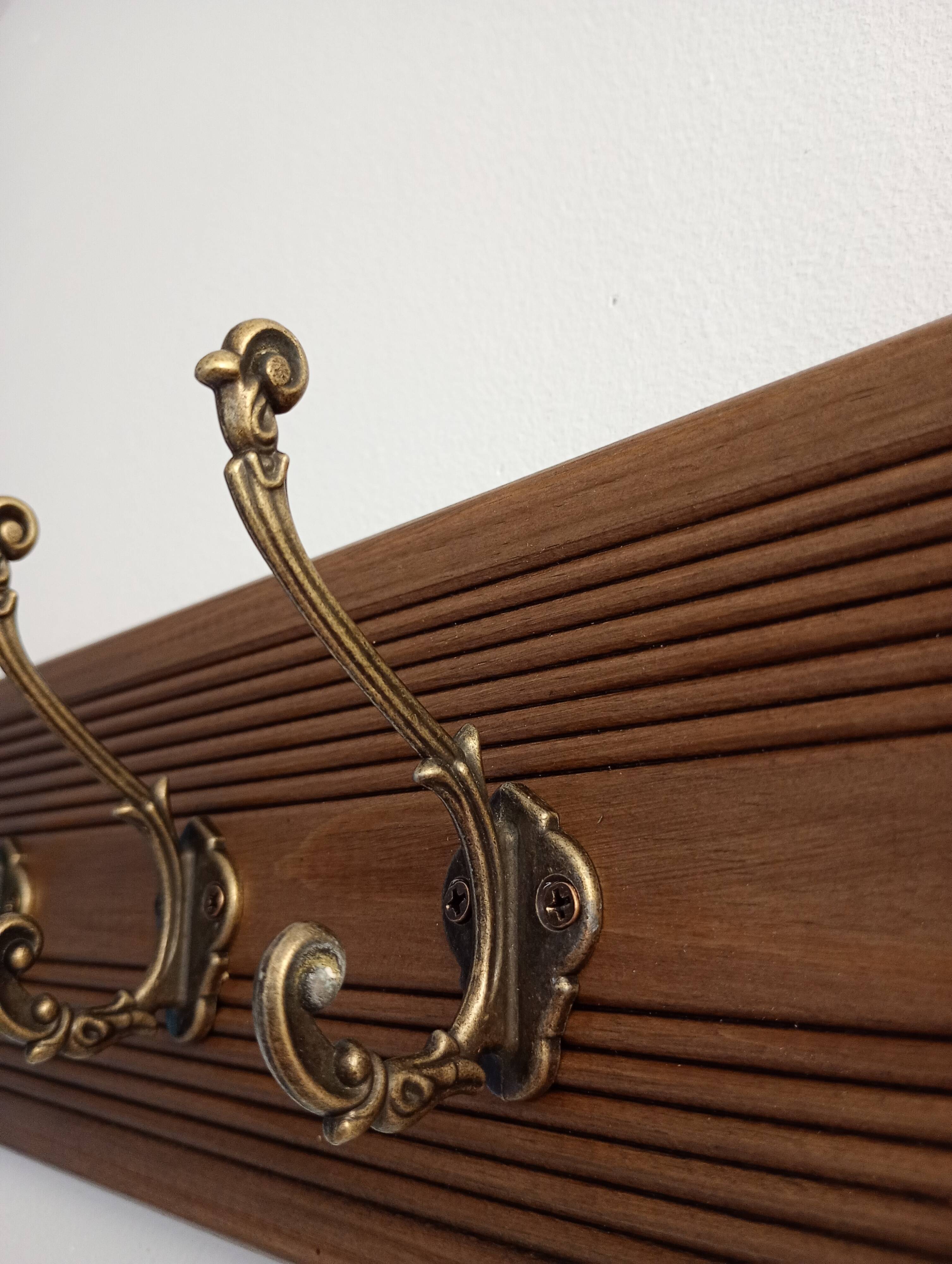 Vintage wall coat rack – 50 cm – 6 metal hooks