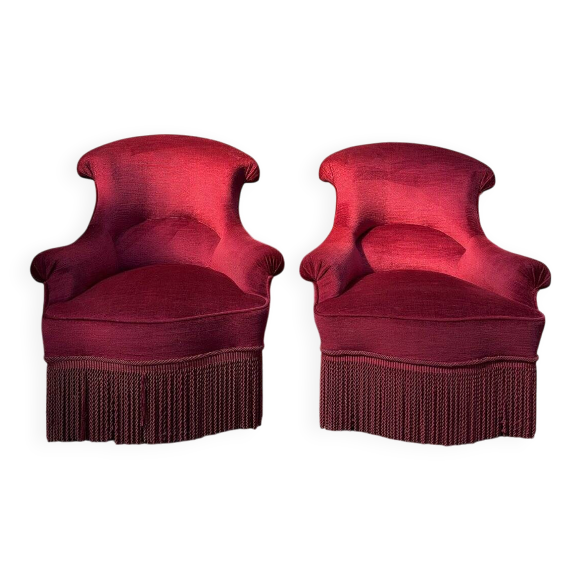 Pair of armchairs - bergères - Napoleon III pouf