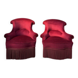 Pair of armchairs - bergères - Napoleon III pouf