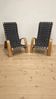Pair of mid-century woven wood armchairs, 1950s, Czechoslovakia, 68 × 90 × 100 cm
