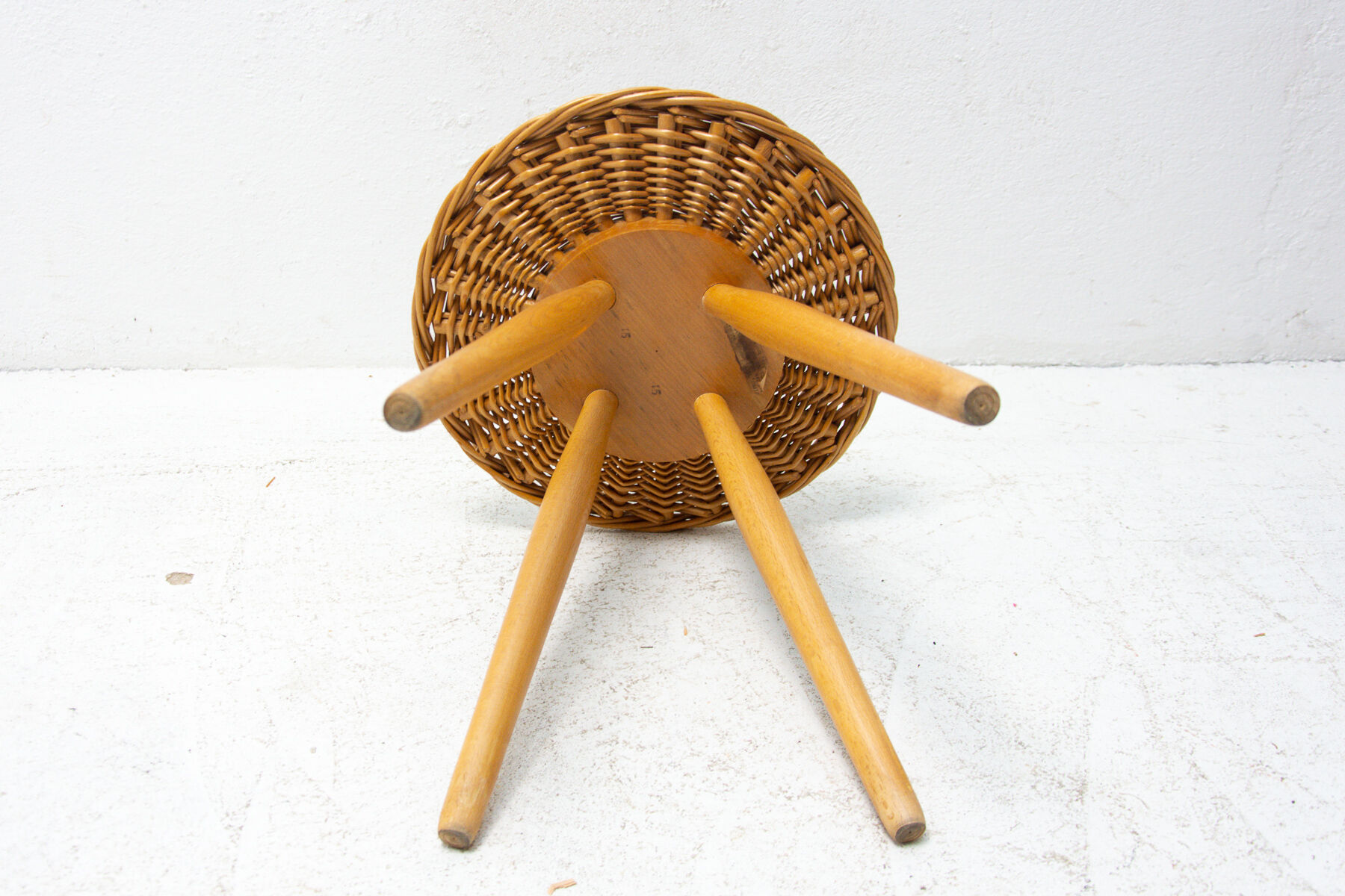 Mid century rattan stool by Jan Kalous for Úluv, 1960´s, Czechoslovakia