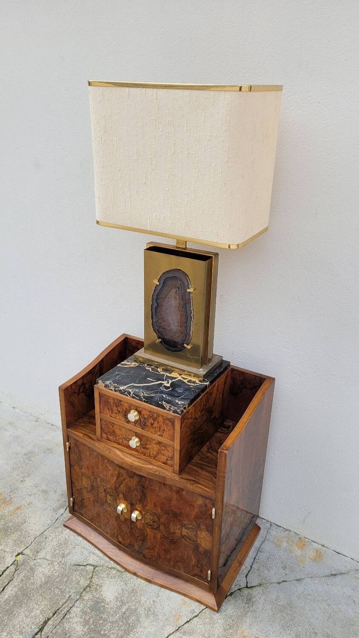 Meuble commode d'époque Art Déco en loupe de noyer -1930s