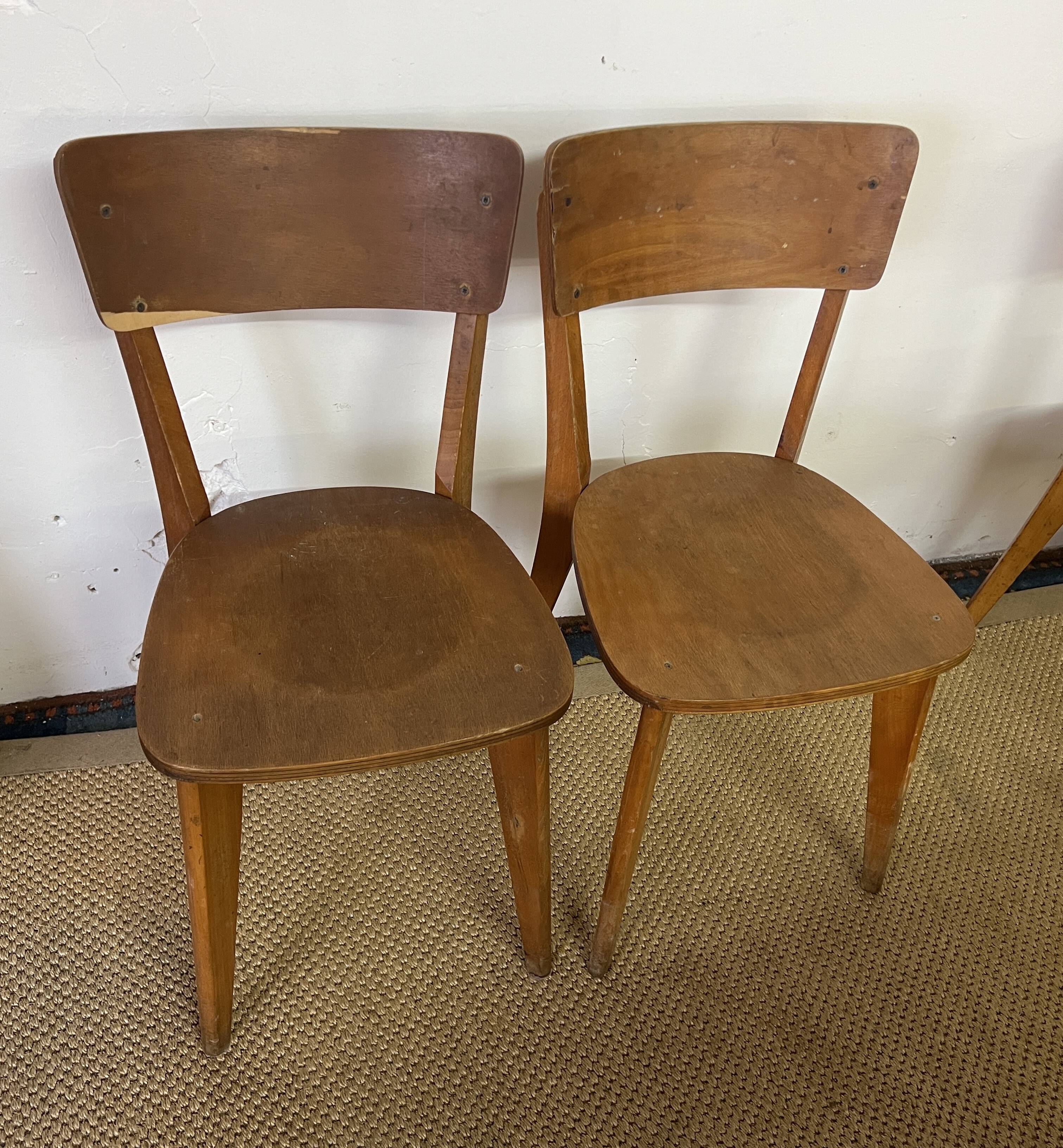 Vintage wooden table and 4 chairs set