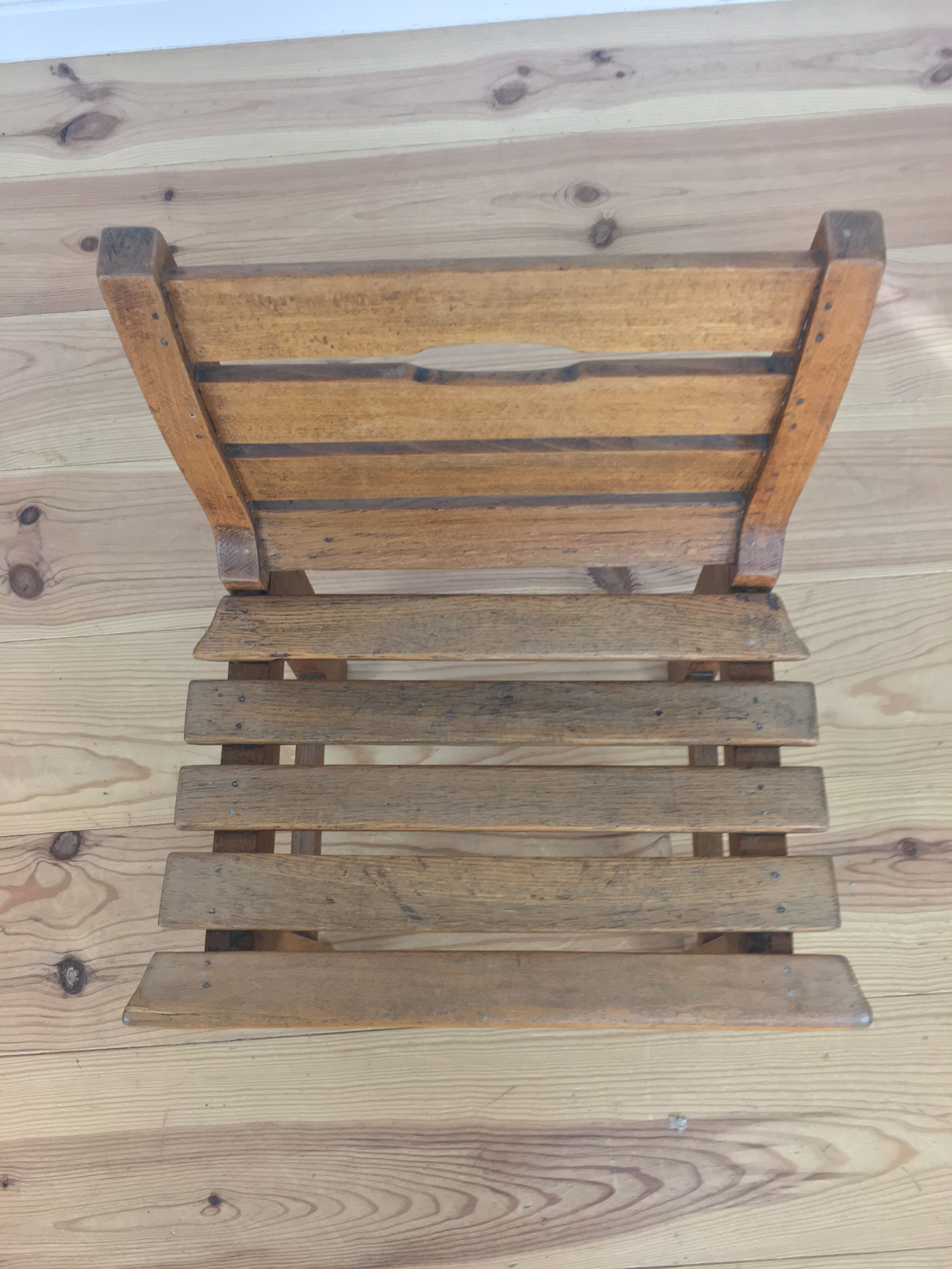 Children's wooden slatted chair