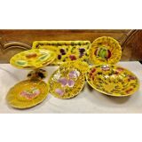 Old Sarreguemines barbotine fruit bowl salad bowl circa 1920