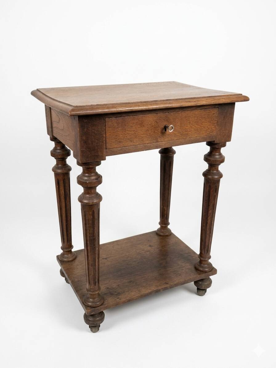 Louis XVI style bedside table in solid oak